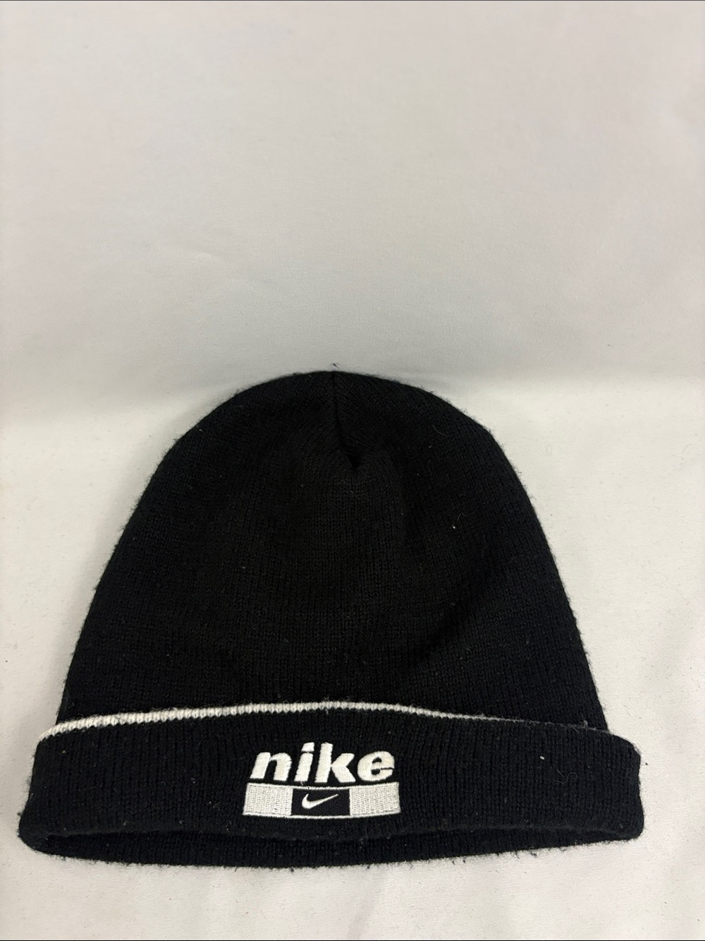 Vintage Nike Beanie Hat Skully Black 90s 00s Y2K Skater Grunge One Size